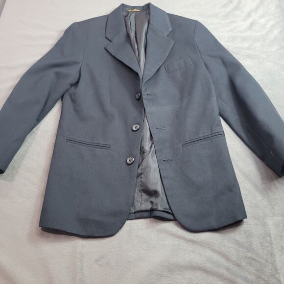 Retro Blazer Boy Size 10 Black Jacket Button Front Formal Picture Wedding Preppy - Picture 1 of 12
